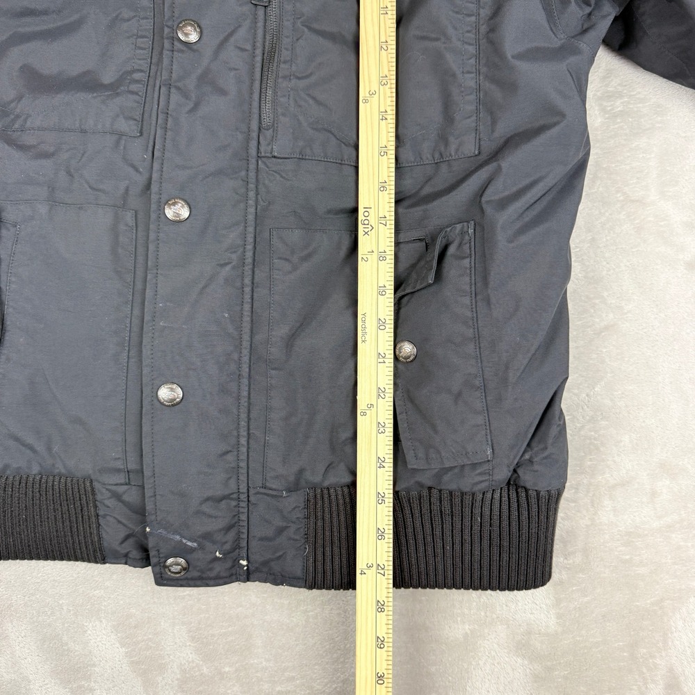 The North Face HyVent Bomber Jacket Mens Medium Black Goose Down Hooded Puffer - Picture 12 of 15